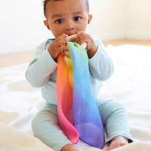 NWT Sarah's Silks Rainbow Wood Teether